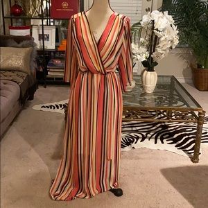 Black/peach striped dress 224